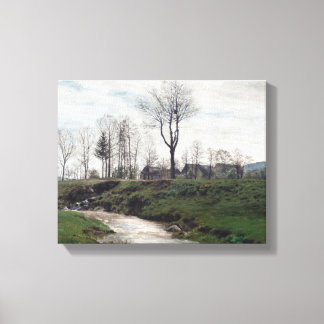 Spring landscape with a creek Frantisek Kavan Canvas Print