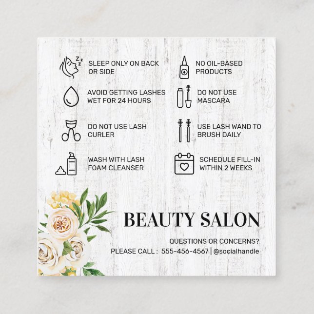 Spring Lash Aftercare Card (Back)