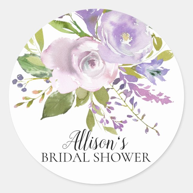 Spring Lavender Floral Bridal Shower Envelope Seal (Front)