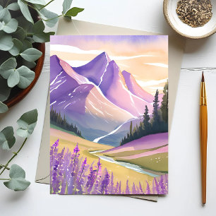Spring Lavender   Glacier National Park Watercolor Postcard