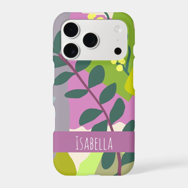 Spring Leaves  Abstract Bold Colours Custom Name  (Back)