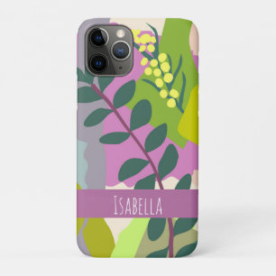 Spring Leaves  Abstract Bold Colours Custom Name  iPhone 11 Pro Case