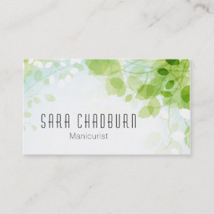 Spring Leaves Watercolor Modern Business Card
