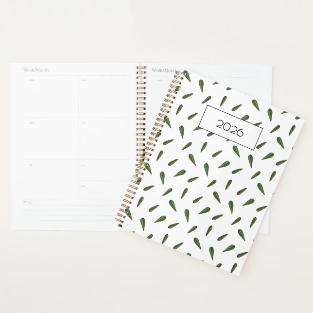 Spring leaves, watercolor pattern planner (Display)