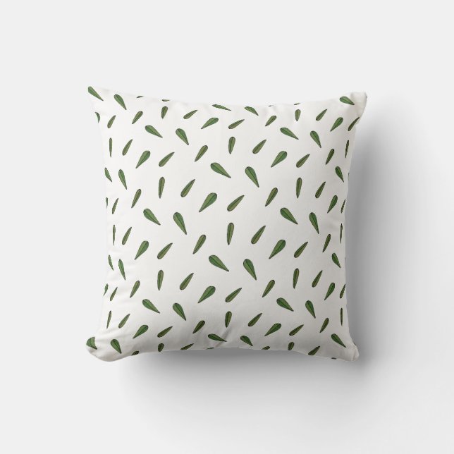 Spring leaves, watercolor pattern throw pillow (Front)