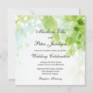 Spring Leaves Watercolor Wedding Invitation