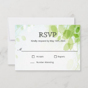 Spring Leaves Watercolor Wedding RSVP Card