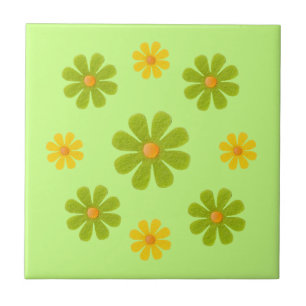 Spring light green and yellow flowers for kitchen tile