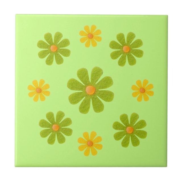 Spring light green and yellow flowers for kitchen tile (Front)
