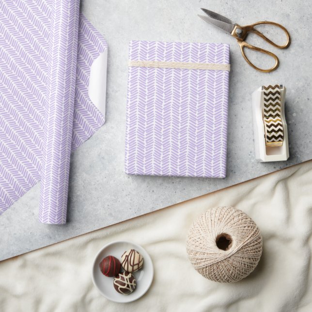Spring Light Violet Purple White Zigzag Stripes Wrapping Paper (Crafts)