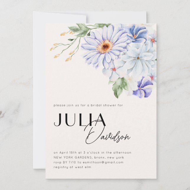 Spring Lila Purple Flowers Garden Bridal Shower Invitation (Front)