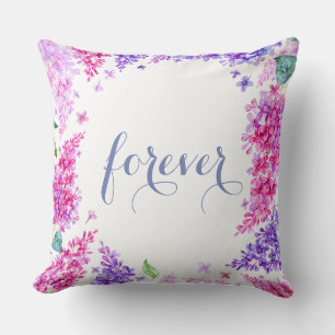 Spring Lilac Flower Blossom-Floral Wedding Forever Throw Pillow