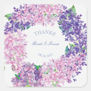 Spring Lilac Flower Blossom-Floral WeddingThanks Square Sticker