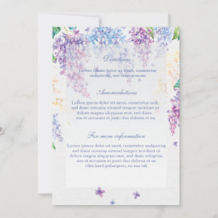 Spring Lilac Flower Floral Wedding Directions Invitation