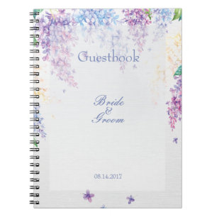 Spring Lilac Flower Floral Wedding guest book