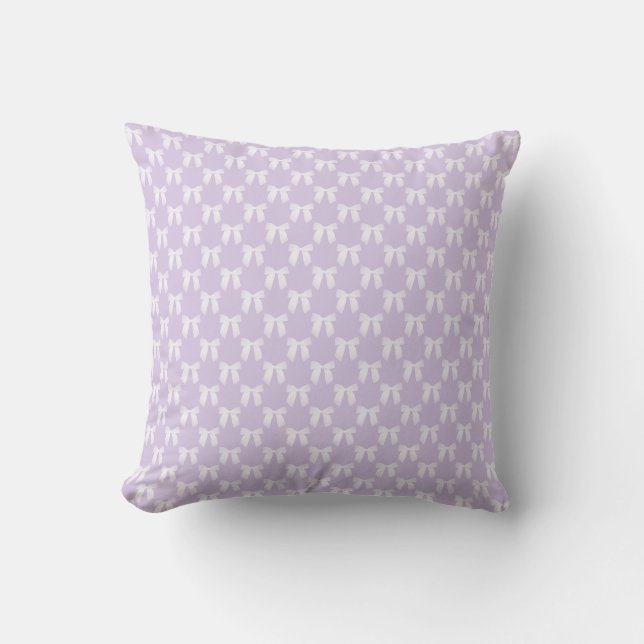 Spring Lilac Pastel With White Bows Throw Pillow (Front)