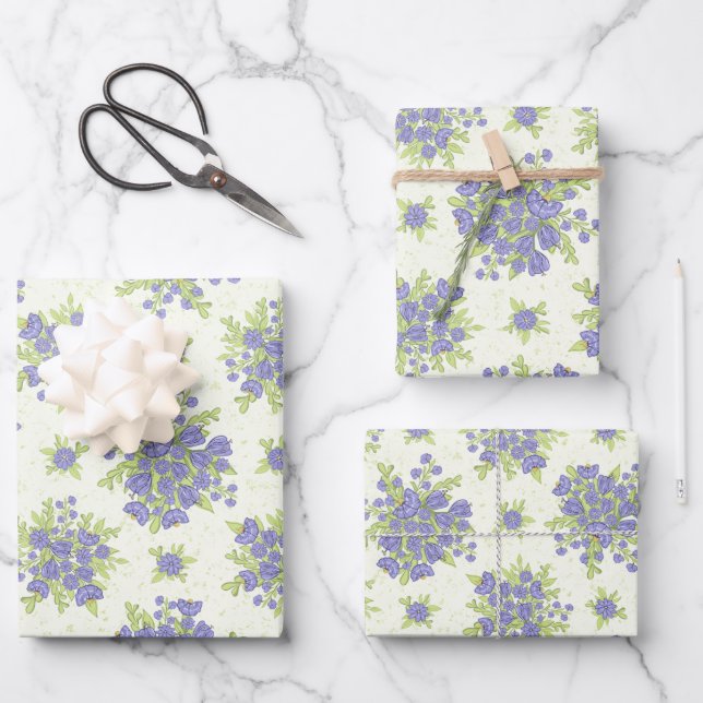 Spring Lilac Purple Flowers Floral Wrapping Paper Sheet (Front)