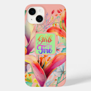 Spring Lily Blossom Girls on Fire Quote Case-Mate iPhone 14 Case