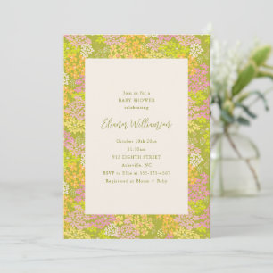 Spring Lime Green Floral Baby Shower Invitation