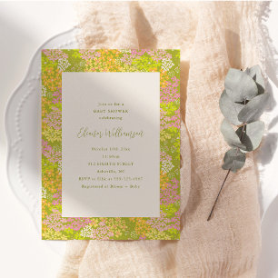 Spring Lime Green Floral Baby Shower Invitation