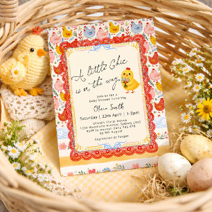 Spring Little Chick Floral Girl Baby Shower Invitation