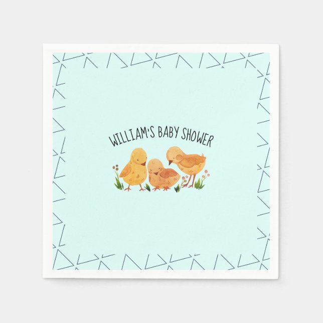 Spring Little Chicken Floral Baby Shower Napkin (Front)