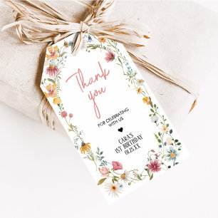 Spring Little Wildflower Birthday Party Favour Tag