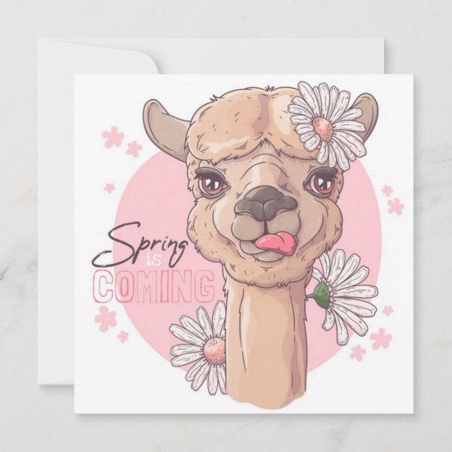 Spring Llama Holiday Card (Front)