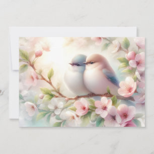 Spring Love Birds Cherry Blossom Floral Announcement