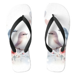 Spring Love Birds Cherry Blossom Floral Flip Flops