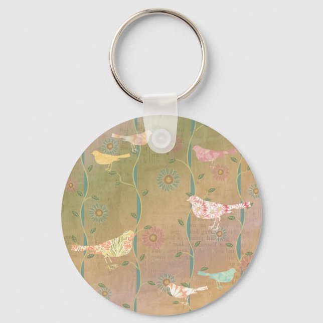 Spring Love Birds Design Keychain (Front)