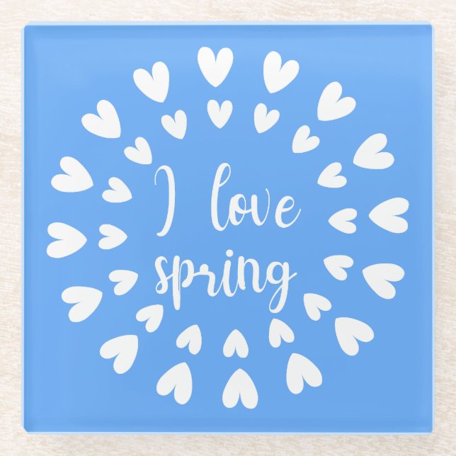Spring Love, Little Hearts Glass Coaster (Front)