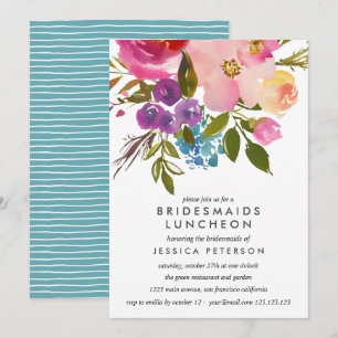 Spring Lush Flowers Bridesmaids Luncheon Wedding Invitation