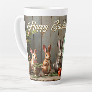Spring Magic with Blossoms and Bunny Happiness Latte Mug