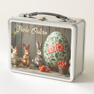 Spring Magic with Blossoms and Bunny Happiness Metal Lunch Box