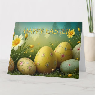Spring Magic with Easter Eggs in a Sea of Flowers Card