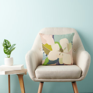 Spring Magnolia Colour Blocks Florist  Throw Pillow