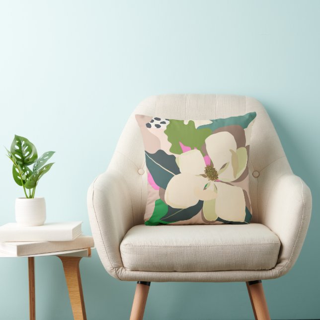 Spring Magnolia Colour Blocks Florist  Throw Pillow (Chair)