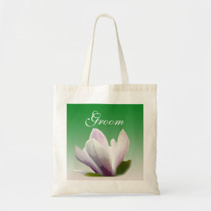 spring magnolia flower groom tote bag