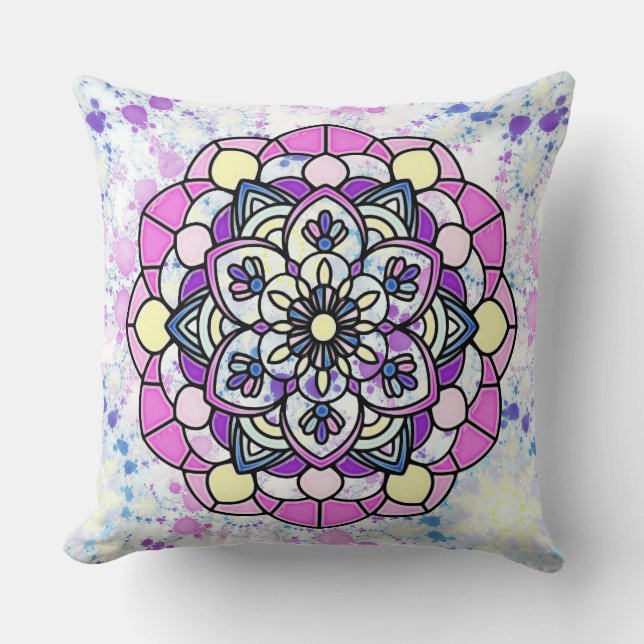 Spring Mandala Throw Pillow (Front)