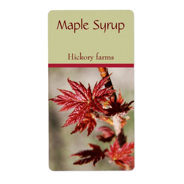 Spring maple leaf maple syrup food label (Front)