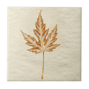 Spring maple leaf nature print  Tile