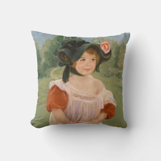Spring: Margot Standing in a Garden | 1900 Throw Pillow (Front)