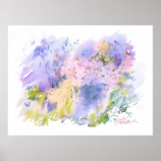 Spring Meadow — Abstract Floral Watercolor Poster