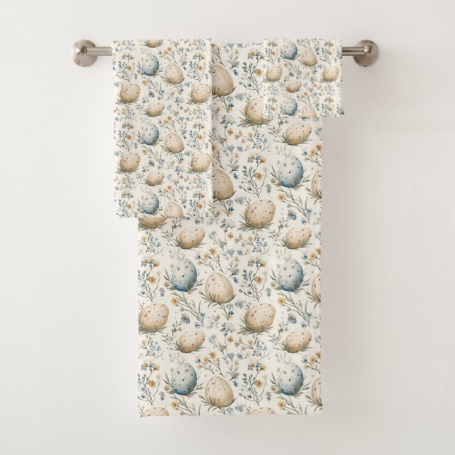 Spring Meadow Egg Pattern Bath Towel Set (Insitu)
