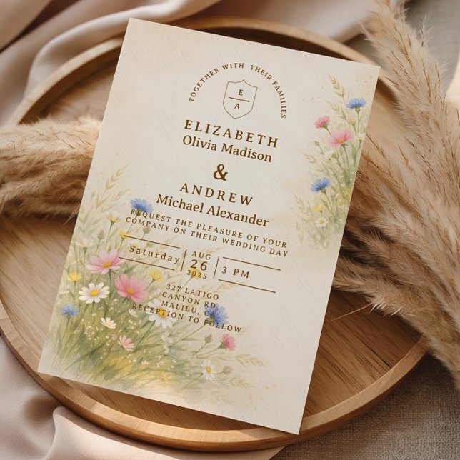 Spring Meadow Floral Wedding Invitation (Creator Uploaded)