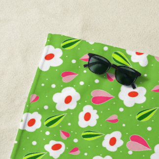 Spring Meadow Whimsy Beach Towel