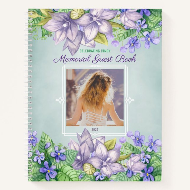 Spring Memorial Service Guest Book Lilac Photo (Front)