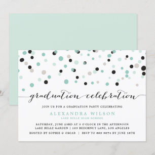 Spring Mint Confetti Dots Graduation Invitation