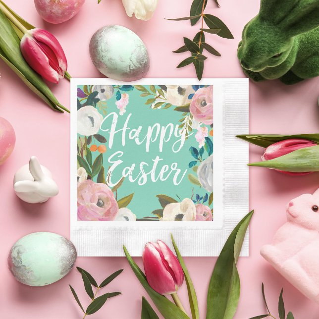 Spring Mint Happy Easter Napkin (Creator Uploaded)